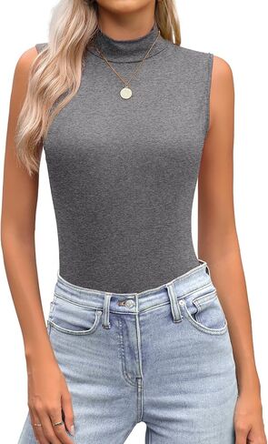 Zeagoo Womens Mock Turtleneck Tank Tops 2024 Slim Fitted Sleeveless Top Stretchy Basic Casual Layer Tee Shirts in Saudi Arabia