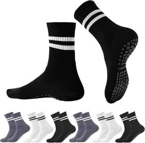 Yoga Pilates Socks with Grips for Women, 3/6 Pairs Non Slip Yoga Socks, Anti Skid Socks for Yoga Dance Slipper in Saudi Arabia
