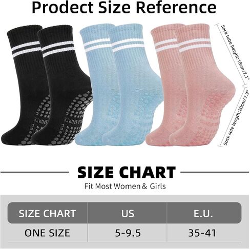 Yoga Pilates Socks with Grips for Women, 3/6 Pairs Non Slip Yoga Socks, Anti Skid Socks for Yoga Dance Slipper in Saudi Arabia