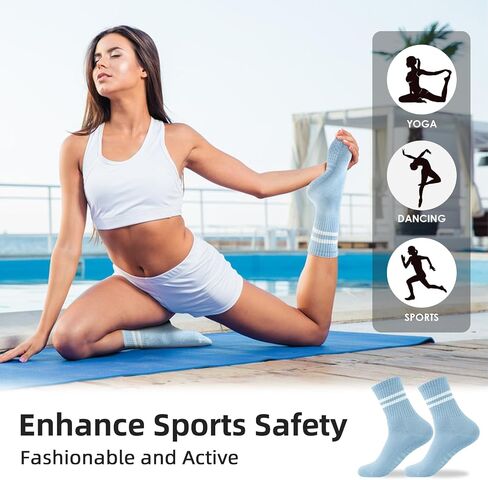 Yoga Pilates Socks with Grips for Women, 3/6 Pairs Non Slip Yoga Socks, Anti Skid Socks for Yoga Dance Slipper in Saudi Arabia