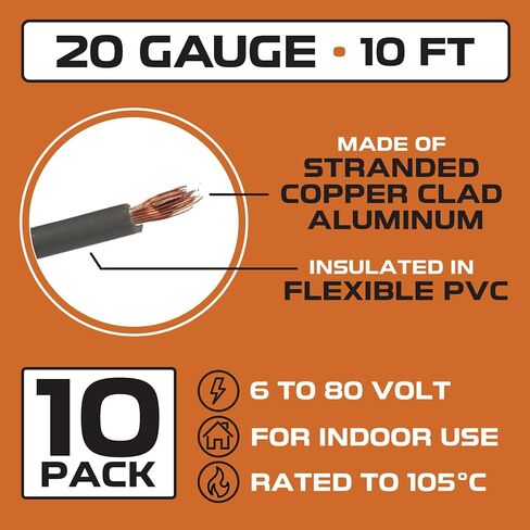 Iron Forge Cable 20 Gauge Automotive Electrical Wire - 10 Roll Assortment Pack - 10 Foot CCA Insulated Silicone Wires with Dispenser Box Wiring Kit Hookup for Auto, Trailer & Car Electronics in Saudi Arabia