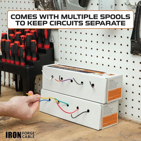 Iron Forge Cable 20 Gauge Automotive Electrical Wire - 10 Roll Assortment Pack - 10 Foot CCA Insulated Silicone Wires with Dispenser Box Wiring Kit Hookup for Auto, Trailer & Car Electronics in Saudi Arabia