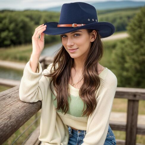 Wool Felt Cowboy Hats for Women and Men Unisex Western Hat Cowboy Sun Hat Wide Brim Cap Vintage Cowboy Costume in Saudi Arabia