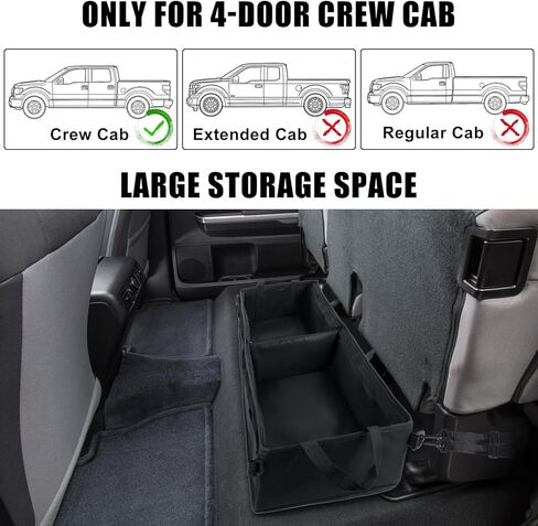 استبدال منظم صندوق تخزين الشاحنة تحت المقعد لسيارة Ford F150 F250، وDodge Ram 1500 2500 وChevy Silverado SuperCrew/Crew Cab، وحقيبة أدوات شاحنة قماش أكسفورد 600D مع فواصل ومقبض قابلين للفصل in Kuwait