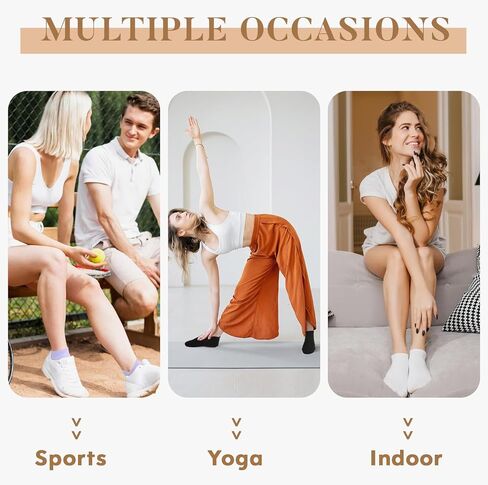 HONGTEYA 5 Pairs Pilates Socks with Grips for Women, Yoga Scoks Non-slip for Athletic Ballet Dance Grippy Ankle Socks in Kuwait