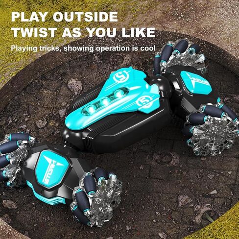 Gesture Sensing RC Stunt Car - Best Gifts for Boys 6-12 Year Old 360° Rotating 2.4Ghz 4WD Remote Control Transform Hand Controlled Carwith Light & Music, Birthday Presents for Kids Age 7 8 9 10 11 yr in Saudi Arabia