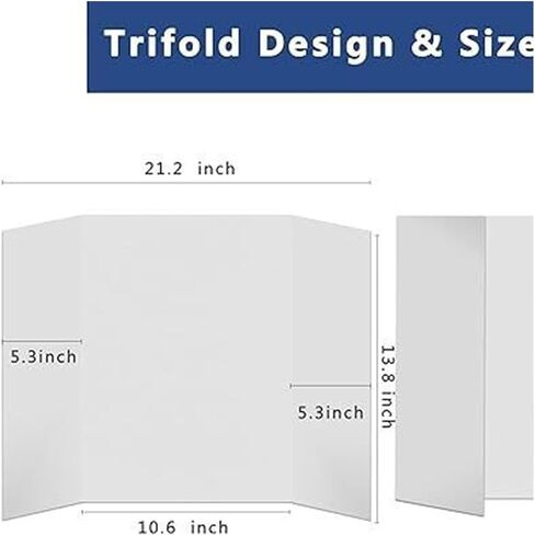4PCS Trifold Poster Board Presentation Board Science Fair Display Boards with Double Sided Tapes and Corrugated Board (White, 25 * 16inch) in Saudi Arabia