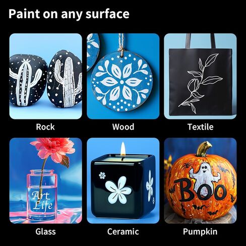 3 أقلام طلاء أكريليك سوداء من NAWOD، أقلام طلاء أكريليك ذات طرف مزدوج (طرف منقطة + طرف فرشاة)، أقلام تحديد أكريليك دائمة للصخور والنسيج والقماش والسيراميك والزجاج والخشب والورق ووضع العلامات والرسم والحرف اليدوية in Kuwait