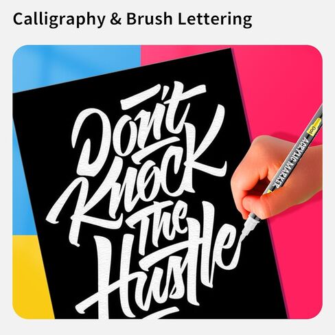 3 أقلام طلاء أكريليك سوداء من NAWOD، أقلام طلاء أكريليك ذات طرف مزدوج (طرف منقطة + طرف فرشاة)، أقلام تحديد أكريليك دائمة للصخور والنسيج والقماش والسيراميك والزجاج والخشب والورق ووضع العلامات والرسم والحرف اليدوية in Kuwait