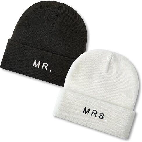 Mr&MrsGifts Bride and Groom Beanie Hats Couples Gift Ideas Bride and Groom Gifts Matching Beanies for Couples in Saudi Arabia
