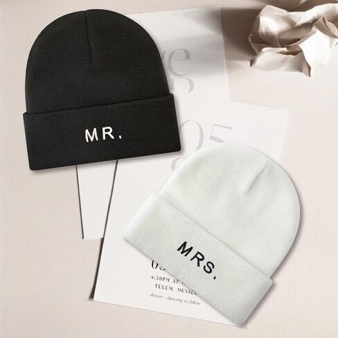 Mr&MrsGifts Bride and Groom Beanie Hats Couples Gift Ideas Bride and Groom Gifts Matching Beanies for Couples in Saudi Arabia