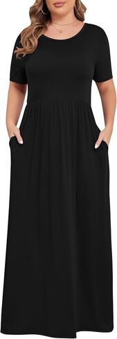 KARALIN Women’s Plus Size Maxi Dresses for Curvy Women Summer Casual Short Sleeve Long Dress with Pockets in Saudi Arabia