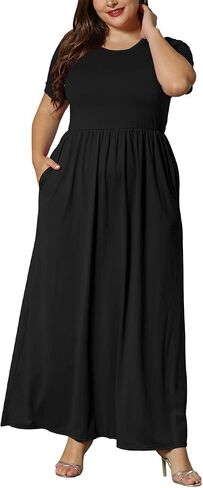 KARALIN Women’s Plus Size Maxi Dresses for Curvy Women Summer Casual Short Sleeve Long Dress with Pockets in Saudi Arabia