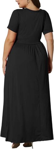 KARALIN Women’s Plus Size Maxi Dresses for Curvy Women Summer Casual Short Sleeve Long Dress with Pockets in Saudi Arabia