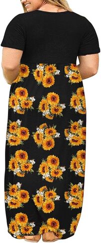 KARALIN Women’s Plus Size Maxi Dresses for Curvy Women Summer Casual Short Sleeve Long Dress with Pockets in Saudi Arabia