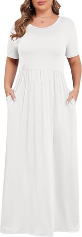 KARALIN Women’s Plus Size Maxi Dresses for Curvy Women Summer Casual Short Sleeve Long Dress with Pockets in Saudi Arabia