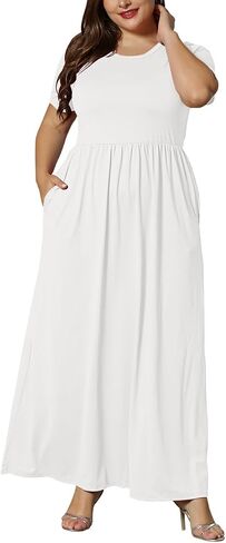 KARALIN Women’s Plus Size Maxi Dresses for Curvy Women Summer Casual Short Sleeve Long Dress with Pockets in Saudi Arabia