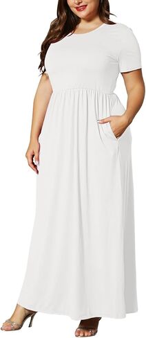 KARALIN Women’s Plus Size Maxi Dresses for Curvy Women Summer Casual Short Sleeve Long Dress with Pockets in Saudi Arabia