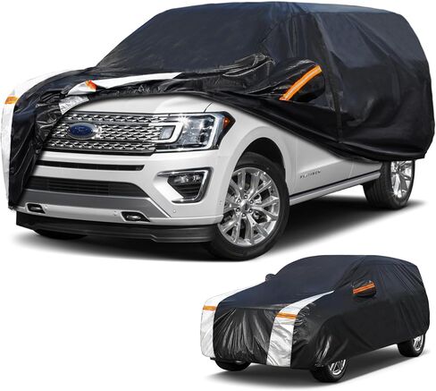 غطاء سيارة SUV كبير لسيارة كاديلاك إسكاليد مقاوم للماء بنسبة 100% في جميع الأحوال الجوية، أغطية خارجية كاملة شديدة التحمل للمطر والشمس والرياح والأشعة فوق البنفسجية. in Saudi Arabia