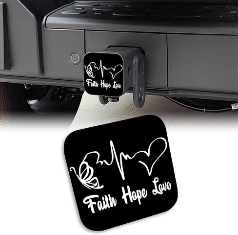 Butterfly Logo Faith Hope Love Tow Hitch Cove Trailer Hitch Cover Universal 2" Square Hitch Cover Plug Cap,Heavy Duty Trailer Hitch Tube Rubber Covers for Trucks SUV Cars in Saudi Arabia