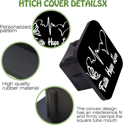 Butterfly Logo Faith Hope Love Tow Hitch Cove Trailer Hitch Cover Universal 2" Square Hitch Cover Plug Cap,Heavy Duty Trailer Hitch Tube Rubber Covers for Trucks SUV Cars in Saudi Arabia