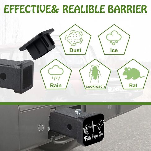 Butterfly Logo Faith Hope Love Tow Hitch Cove Trailer Hitch Cover Universal 2" Square Hitch Cover Plug Cap,Heavy Duty Trailer Hitch Tube Rubber Covers for Trucks SUV Cars in Saudi Arabia