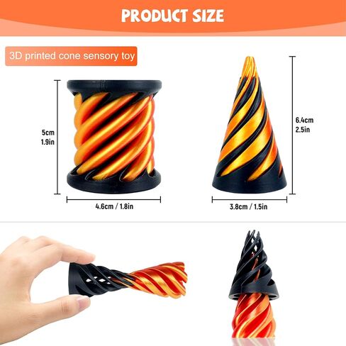 2 Pack Impossible Cone Pyramid Passthrough Sculpture Fidget Toys Adults, 3D Printed Spiral Cone Toys for Kids - Stress Relief Desk Toy, Impossible Spiral Anxiety Relief Toys Decoration for Desk in Saudi Arabia