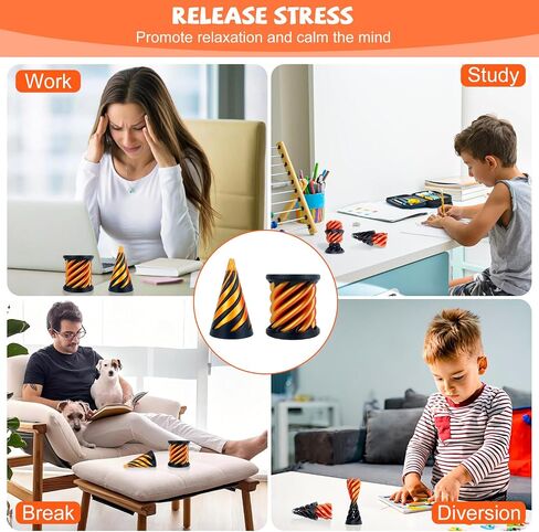 2 Pack Impossible Cone Pyramid Passthrough Sculpture Fidget Toys Adults, 3D Printed Spiral Cone Toys for Kids - Stress Relief Desk Toy, Impossible Spiral Anxiety Relief Toys Decoration for Desk in Saudi Arabia