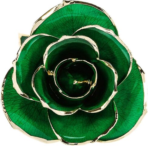 Ejoyous Forever Green Rose, 24K Gold Dipped Real Artificial Flower, Eternal Rose with Leaf and Base Craft, Forever Preserved Rose for Birthday, Mothers and Valentines Day in Saudi Arabia