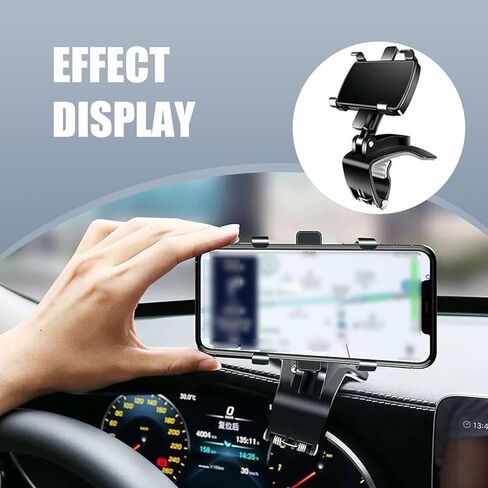 Pack-1 حامل الهاتف المحمول على لوحة قيادة السيارة، مرآة رؤية خلفية متعددة الوظائف، واقي من الشمس، قاعدة سيليكون غير قابلة للانزلاق، حامل تشغيل بيد واحدة قابل للتعديل 360 درجة، عالمي للسيارة (أسود) in Kuwait