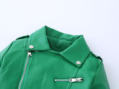 Girls Boys Biker Jacket Faux Leather Rivets Leather Motor Jacket Coat For Kids 3-16Years in Kuwait