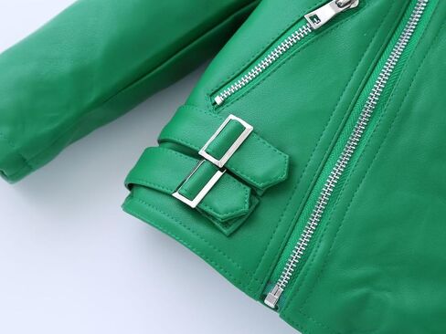 Girls Boys Biker Jacket Faux Leather Rivets Leather Motor Jacket Coat For Kids 3-16Years in Kuwait