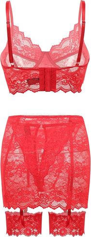 Women‘s sexy plus Size Bra and Panty Set 4-Piece Lingerie Set mini Skirt- S-2XL in Saudi Arabia