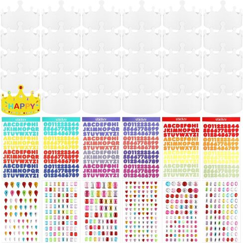 36 قطعة من الورق الأبيض تاج عيد الميلاد DIY تاج قبعة ورقية الأمير الأميرة تاج مع ملصقات الحروف الأبجدية ملصق الماس للأطفال عيد ميلاد صالح المدرسة الفصول الدراسية الديكور in Kuwait