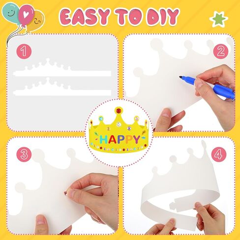 36 قطعة من الورق الأبيض تاج عيد الميلاد DIY تاج قبعة ورقية الأمير الأميرة تاج مع ملصقات الحروف الأبجدية ملصق الماس للأطفال عيد ميلاد صالح المدرسة الفصول الدراسية الديكور in Kuwait