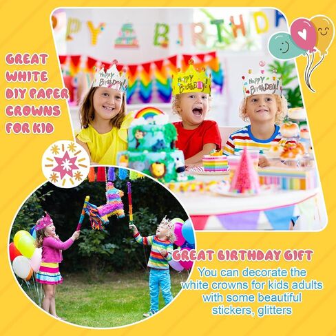 36 قطعة من الورق الأبيض تاج عيد الميلاد DIY تاج قبعة ورقية الأمير الأميرة تاج مع ملصقات الحروف الأبجدية ملصق الماس للأطفال عيد ميلاد صالح المدرسة الفصول الدراسية الديكور in Kuwait