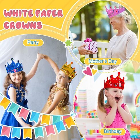 36 قطعة من الورق الأبيض تاج عيد الميلاد DIY تاج قبعة ورقية الأمير الأميرة تاج مع ملصقات الحروف الأبجدية ملصق الماس للأطفال عيد ميلاد صالح المدرسة الفصول الدراسية الديكور in Kuwait