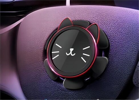 Creative Lucky Cat Steering Wheel Car Mount - Multifunctional Dashboard Phone Holder, Adhesive Suction Cup Phone Stand - Stylish Cat-Shaped Wheel Holder (Red) in Saudi Arabia