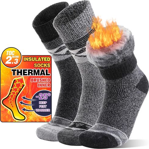 MOGGEI 3 Pairs Thermal Warm Socks for Men & Women Thick Winter Extra Warm Insulated Boot Ski Socks for Cold Weather in Saudi Arabia