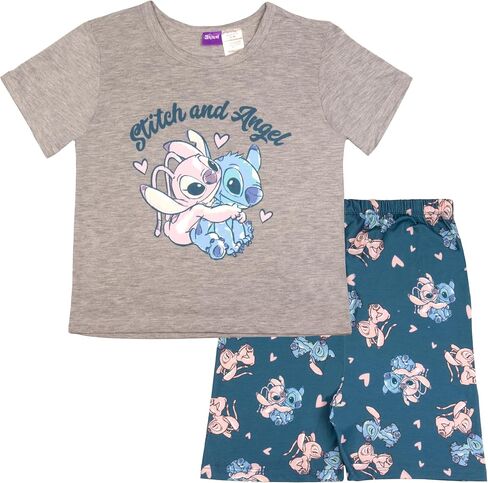 DISNEY Minnie Mouse, Lilo & Stitch Girls 2 Piece T-Shirt and Biker Shorts Set Graphic Print Girls Outfits for Kids in Saudi Arabia