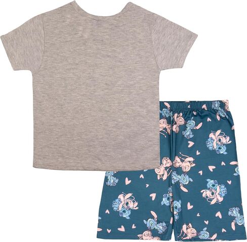 DISNEY Minnie Mouse, Lilo & Stitch Girls 2 Piece T-Shirt and Biker Shorts Set Graphic Print Girls Outfits for Kids in Saudi Arabia