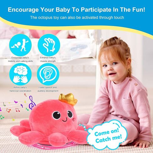 Baby Octopus Crawling Toy - Octopus Toy with Light, Music, Voice Control, and Clap Hands Awake for 2+ Year Old Boys and Girls Crawling & Rotating Octopus Baby Toy in Saudi Arabia