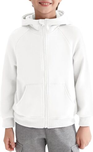 Haloumoning Boys Zip Up Fleece Hoodies Kids Raglan Long Sleeve Lightweight Hooded Sweatshirts with Pocket 5-14 Years in Saudi Arabia