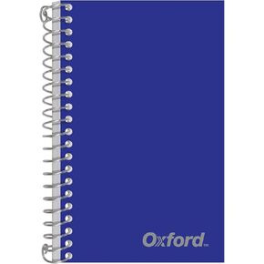 Oxford Spiral Notebook, Mini 1-Subject Journal for School, College Ruled Paper, 100 Sheets, 4-3/8 x 7 Inches, Durable Storage Pocket, Blue Cover (1002543)