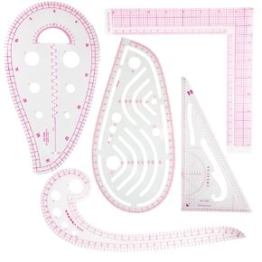 Craft County 5 Piece Flexible Plastic Sewing Rulers Set – Transparent Tailoring and Measuring Tools for DIY Crafts