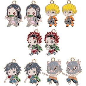 10pcs Anime Slayer Charm Kimetsu Tanjirou Nezudo Cosplay Jewelry Accessories Pendant for Jewelry Making DIY Crafts