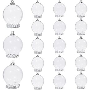 CHGCRAFT 18Pcs Clear Glass globe DIY Pendant Kits with Brass Tray Settings Bead Cap Bails Crown bottom bracket Antique Bronze Glass Dome for Bracelet Necklace Jewelry Making DIY