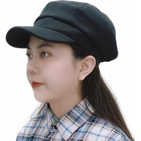Women Wool Plaid Octagonal Newsboy Hats Fashion Retro Tweed Outdoor Visor Baker Beret Cabbie Cap Ladies