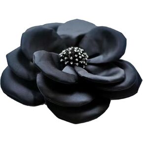 Big 3D Floral Lace Appliques Beaded flower Hairwear Beautiful Lace Patches Brooch Pin Dress Blouse Dress Hat Decoration(Black)