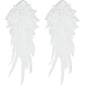 NBEADS 1 Pair Wings Embroidred Neckline Applique Patches, Lace Flower Embroidery Patches White Lace Appliques Angel Appliques Sew on Patches for Clothing Sewing Wedding Bride Dress Shoes Decor